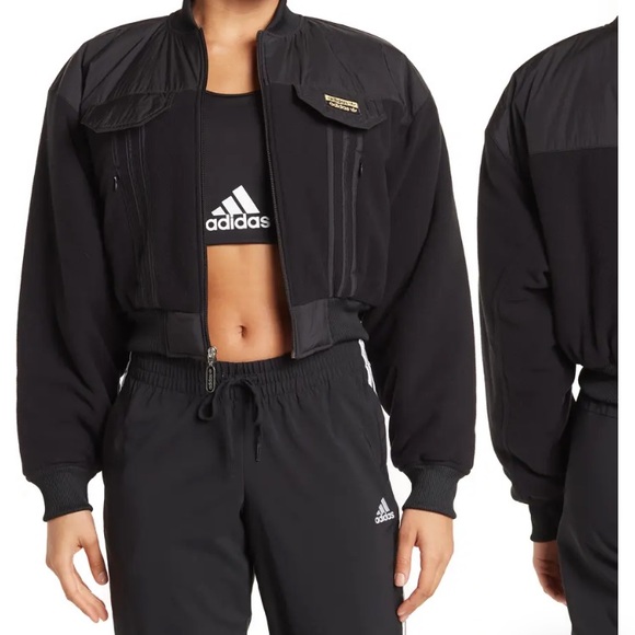 Adidas Cropped Bomber Jacket NWT - Picture 1 of 5